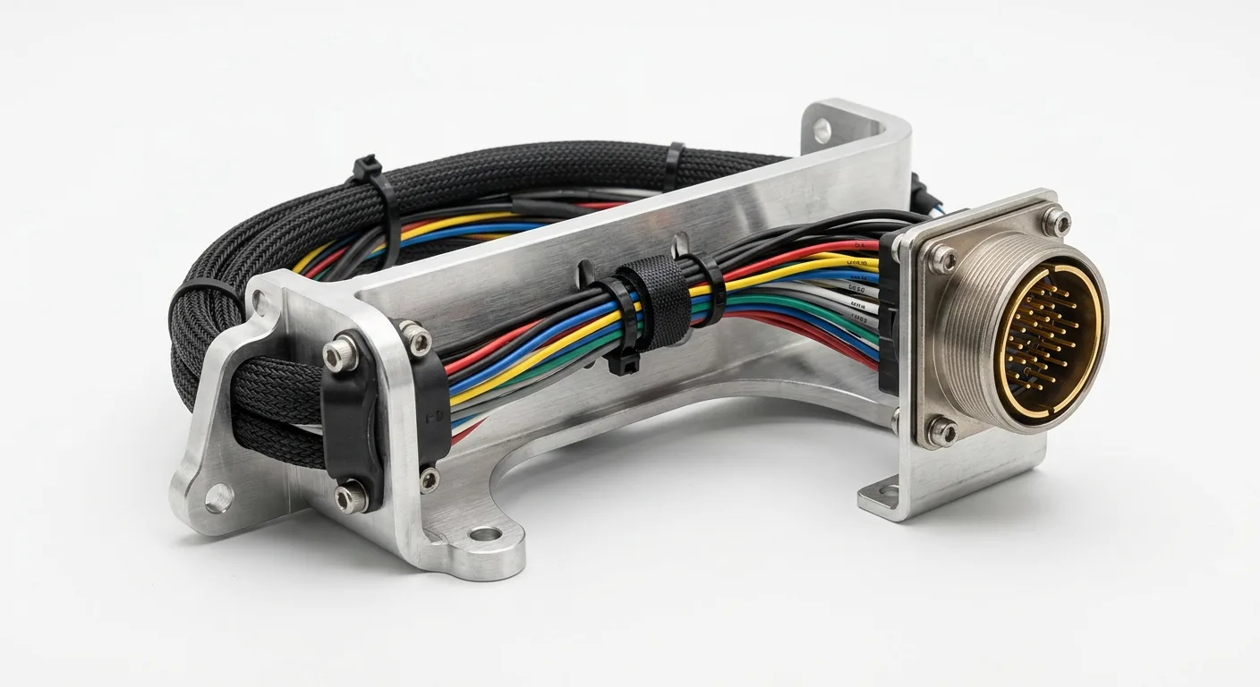 Custom electromechanical assembly with cables, bracket and connector